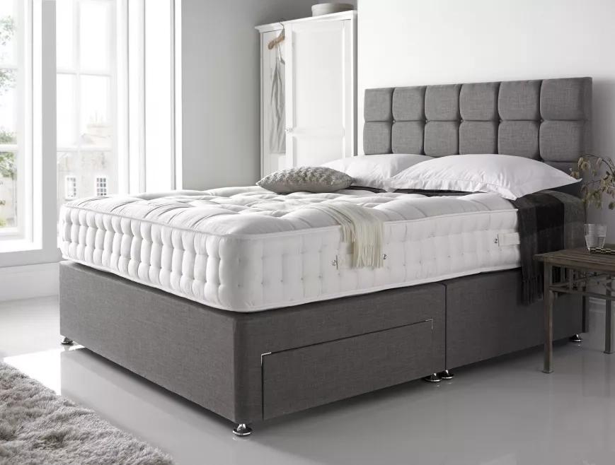 Black Linen Double Divan Bed With Mattress 2
