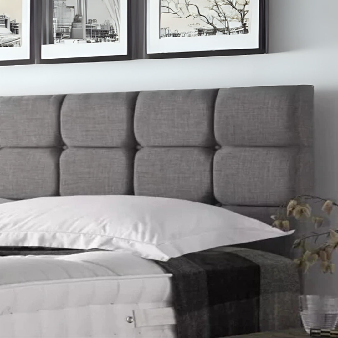 Black Linen Double Divan Bed With Storage