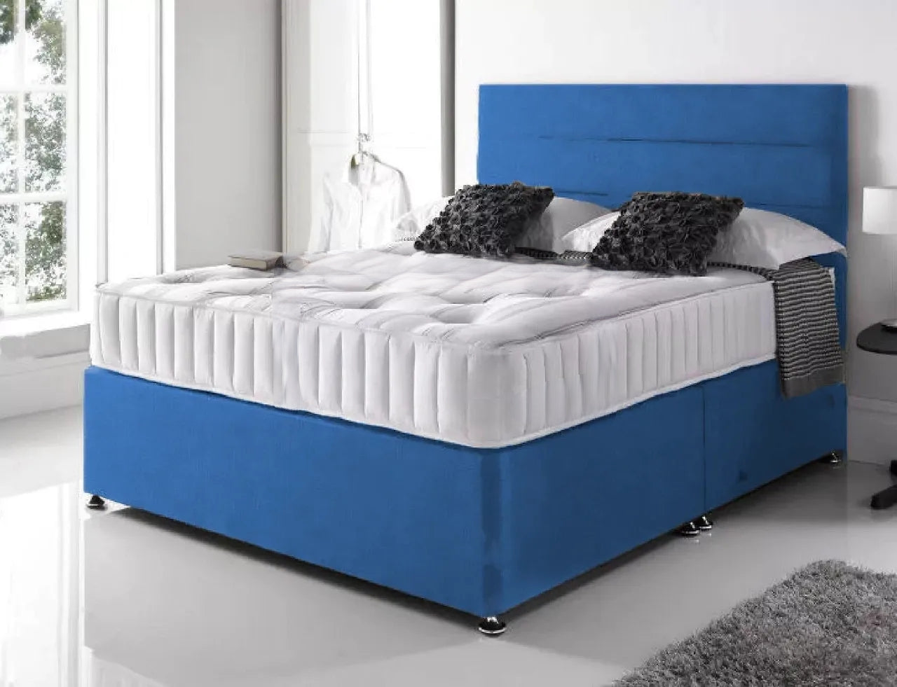 Blue Single Divan Beds - Mink linen Divan Bed Set