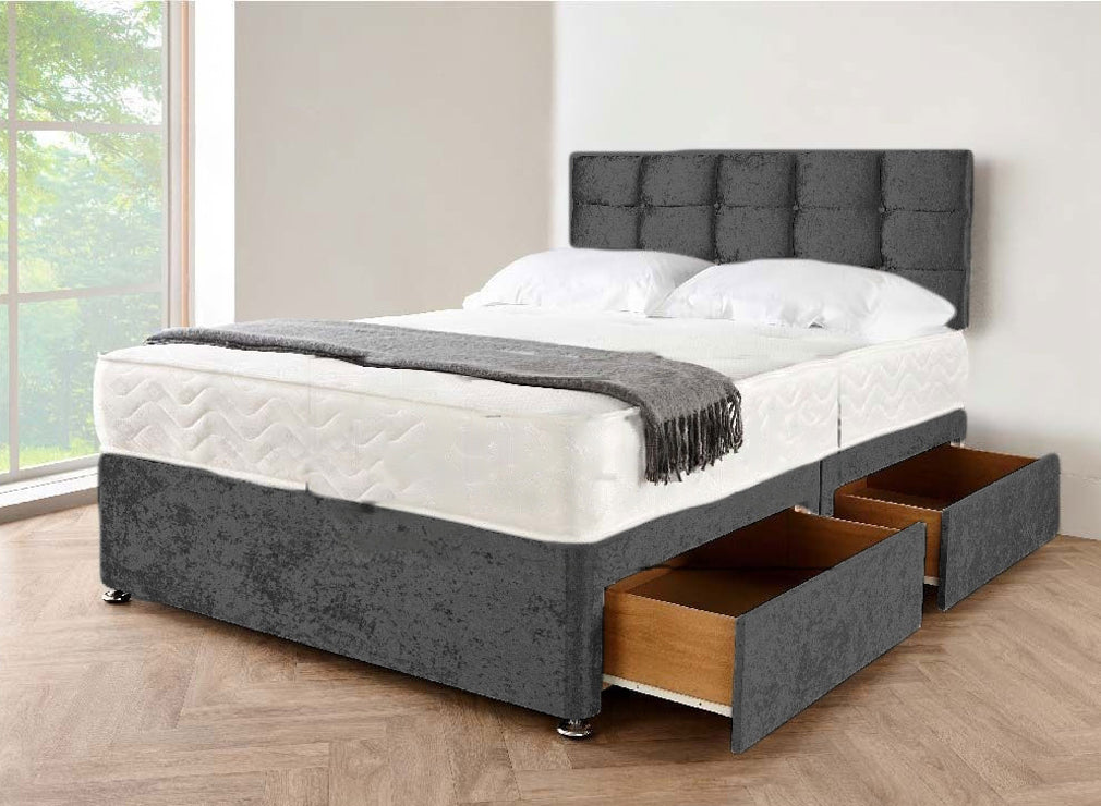 Crushed Velvet King Size Divan Bed 3