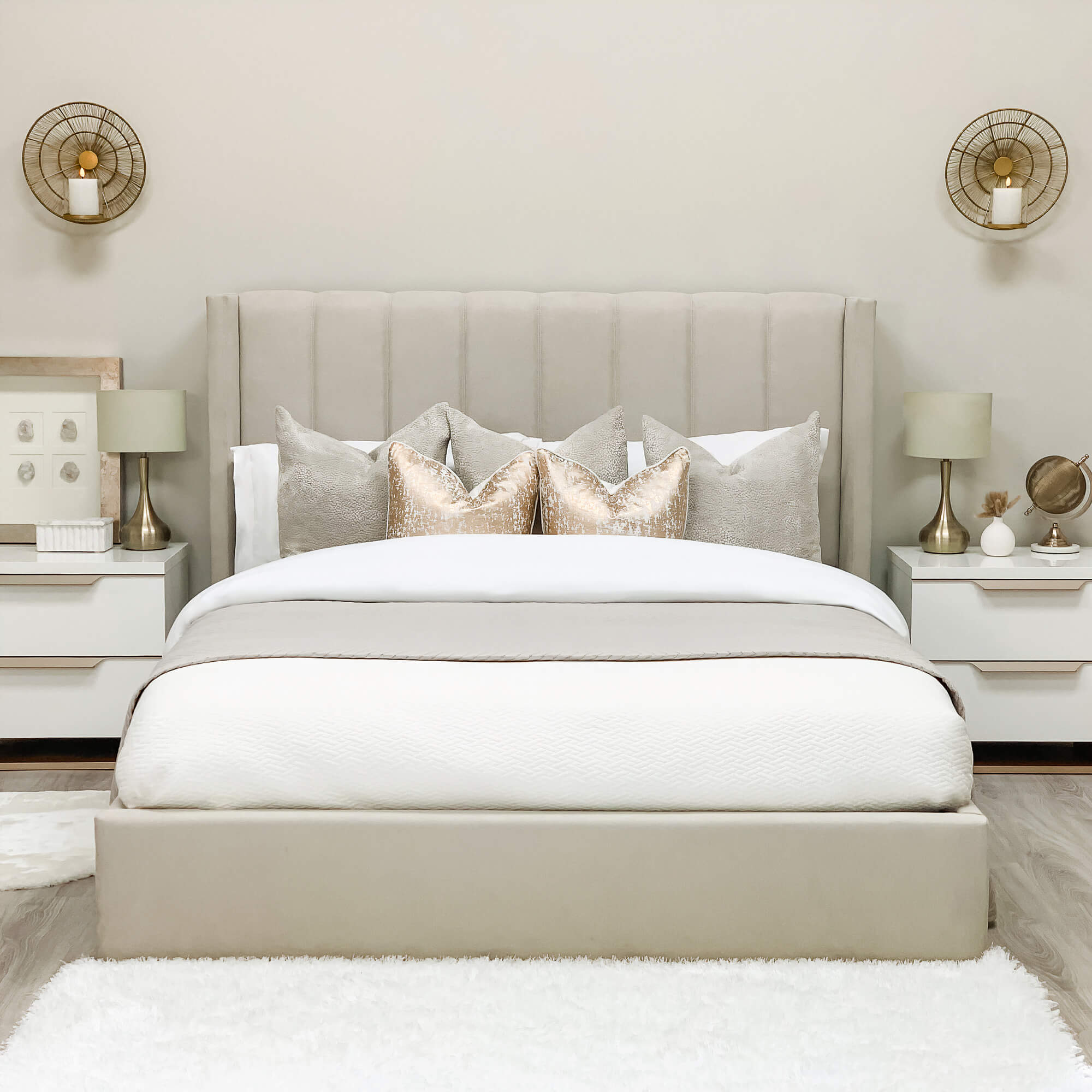 Double Bed Frames - Wingback Linear Headboard And Footboard