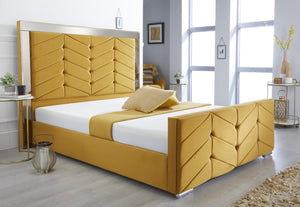 Double Bed With Storage - Mirror Headboard Bed