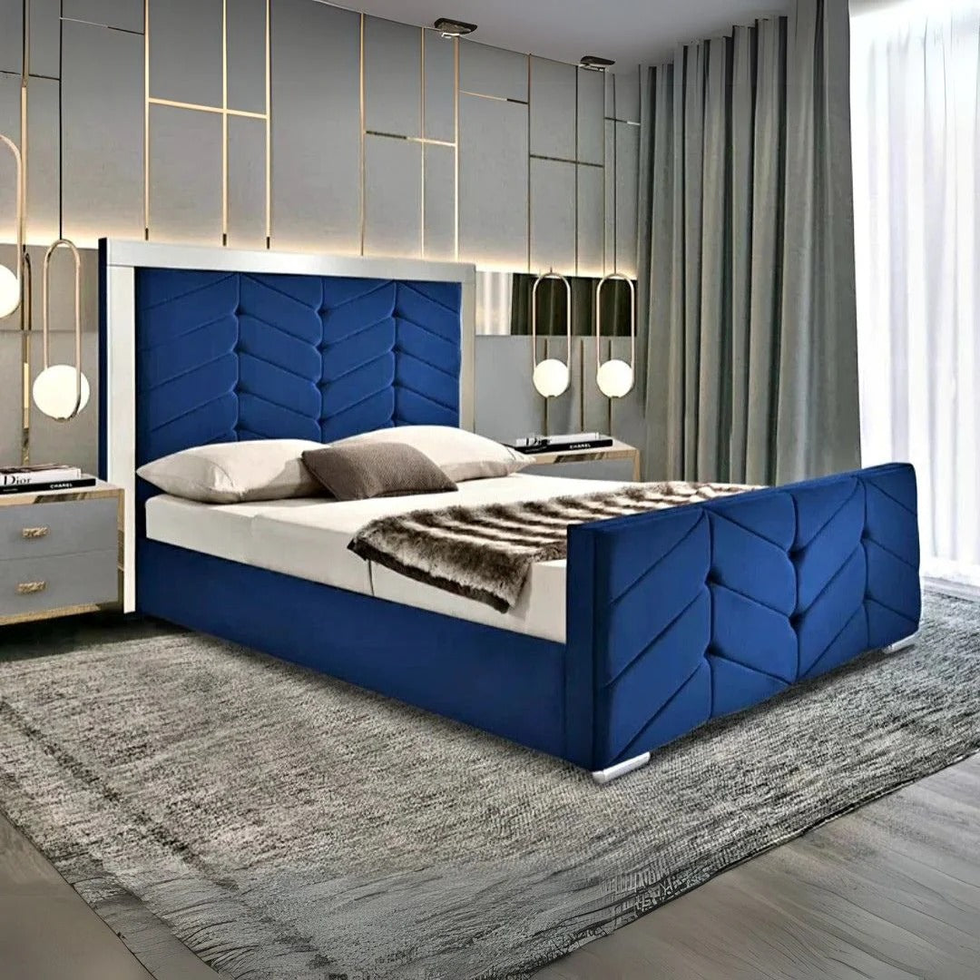 Double Bed With Storage - Mirror Headboard Bed Frame 2