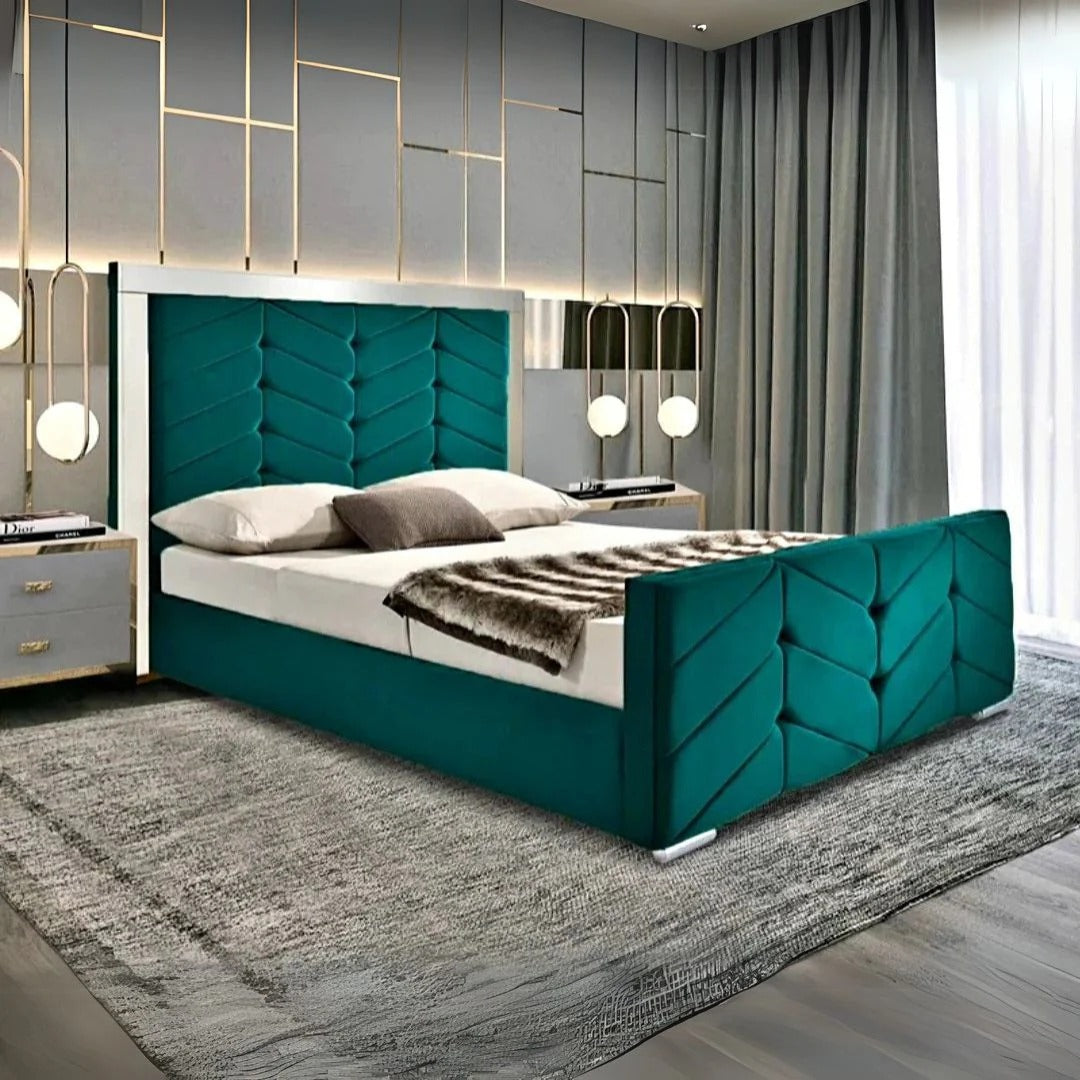 Double Bed With Storage - Mirror Headboard Bed Frame 5