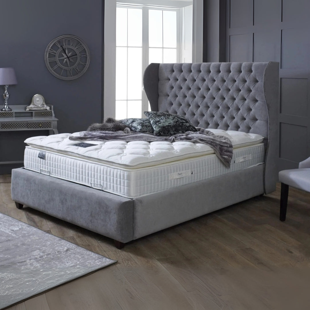 king Size Ottoman Bed - Chesterfield Wingback Bed Frame - Comfort ...