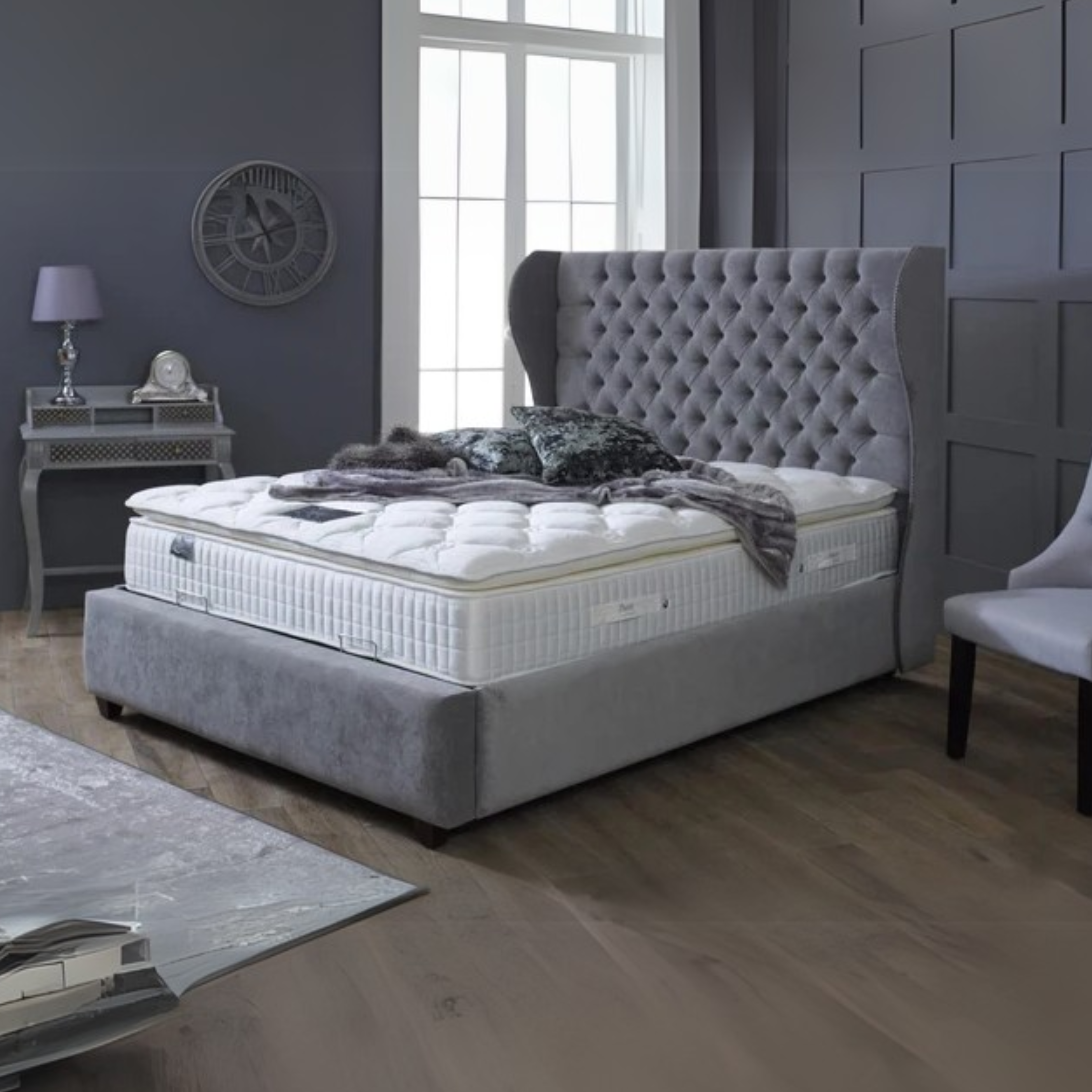 King Size Ottoman Bed - Chesterfield Wingback Bed Frame