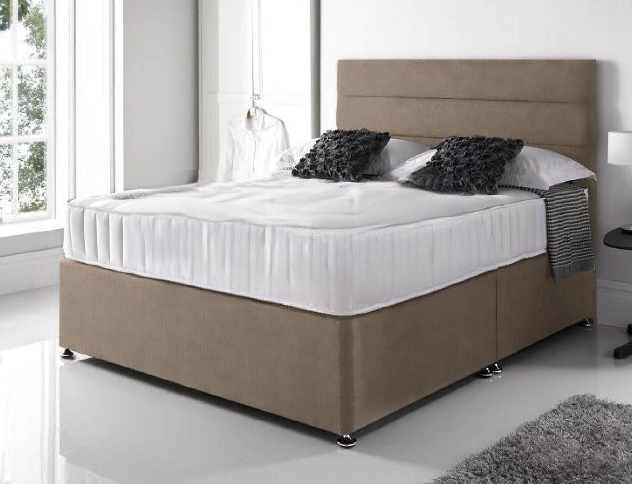 Mink Single Divan Beds - Mink linen Divan Bed Set