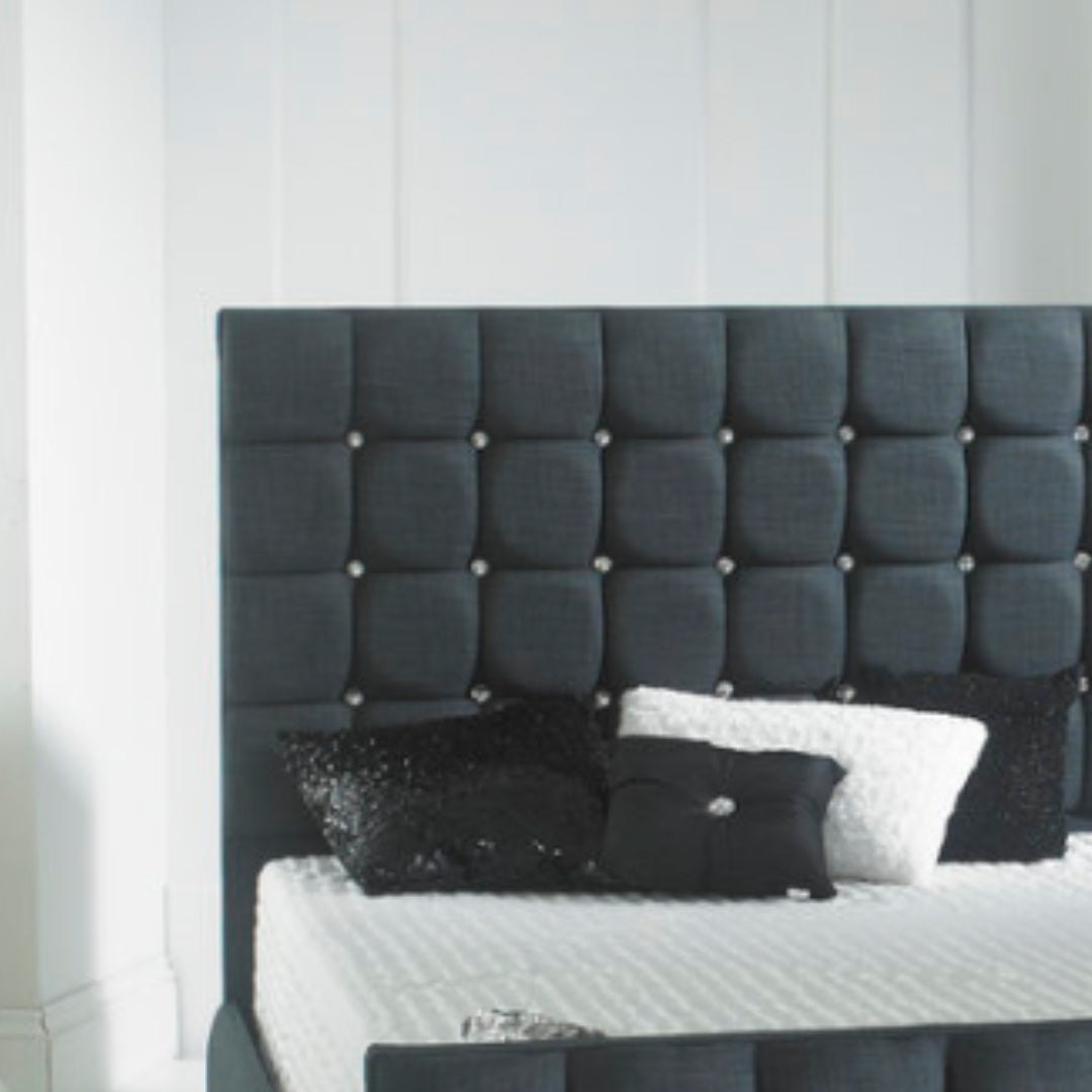 Ottoman Double Bed - Cube Diamante 49" Headboard & Footboard 