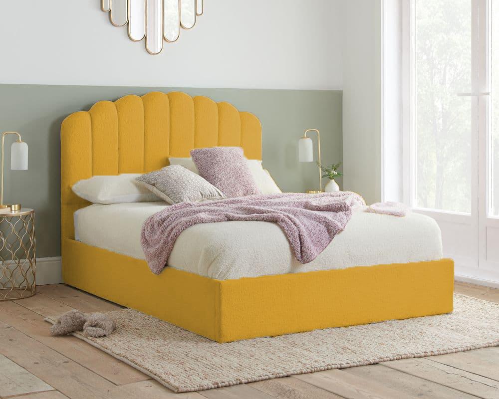Queen Size Bed - Teddy Fleece ottoman Bed with frame