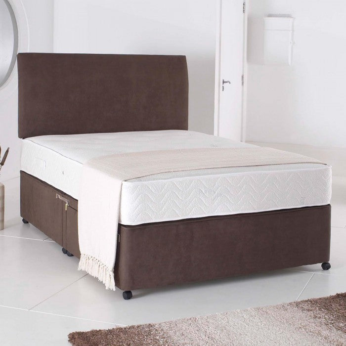Single Divan Bed With Mattress - Modern Suede divan Bed 2