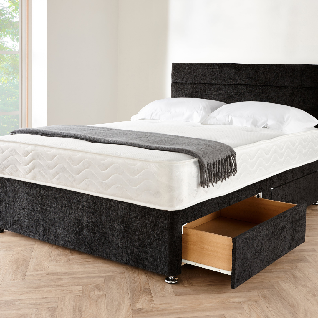 Small Double Divan Bed - Modern Crushed Velvet Bed 3