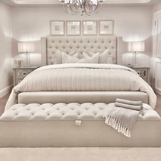 Small Double Ottoman Bed With Wingback Headboard 2