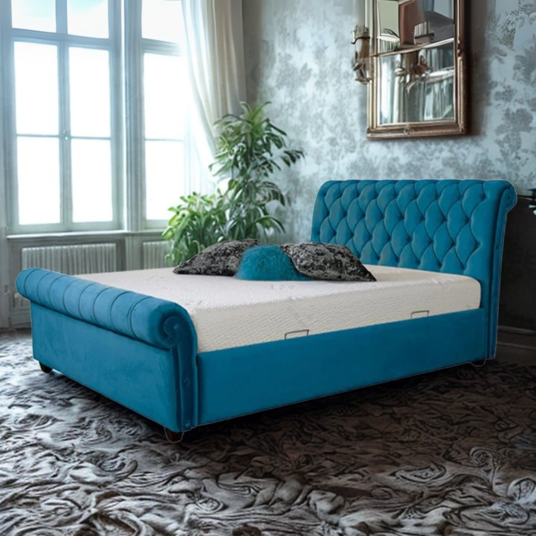 Upholstered Bed Frame - Luxurious Chesterfield Bed Fram With Storage