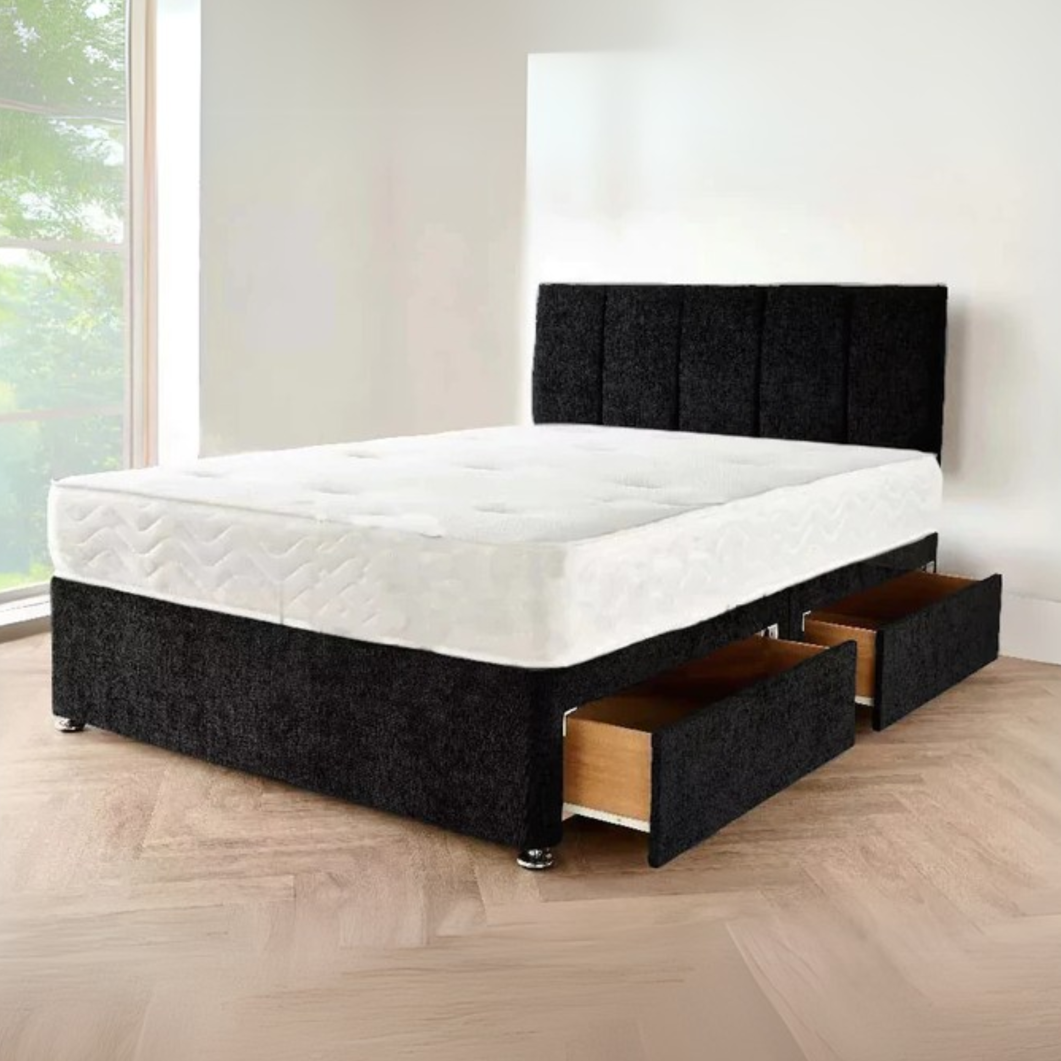 black-Double_Divan_Bed_-_Grey_Suede_Divan_Bed_Set