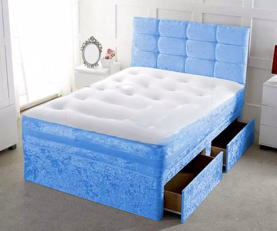 blue Double Divan Bed - White Divan Bed