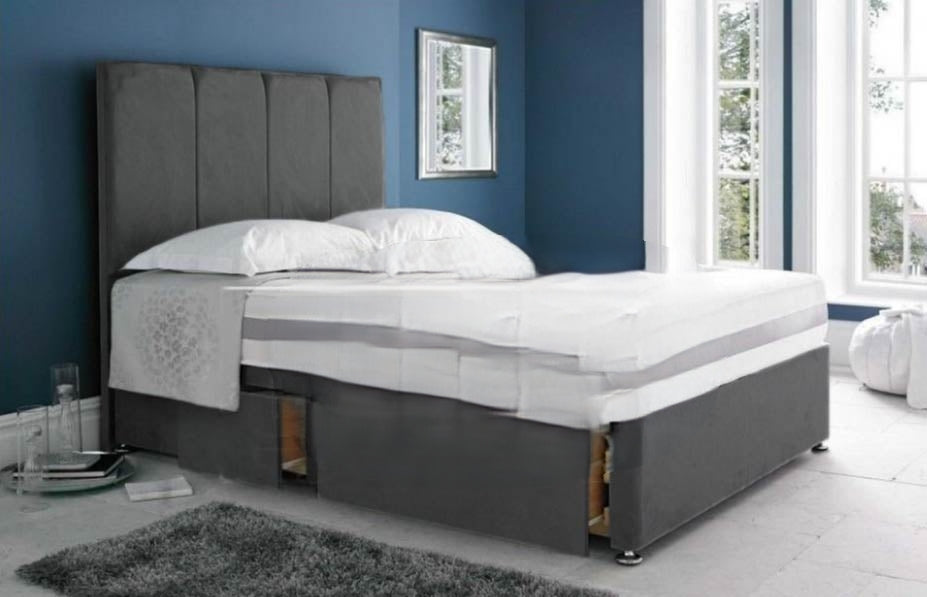 dark grey Single Divan Bed - London Divan Bed