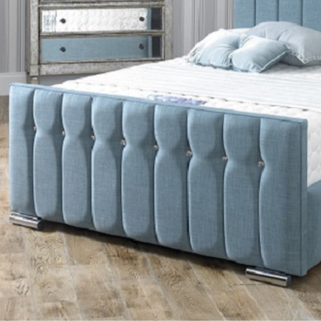 double ottoman bed blue