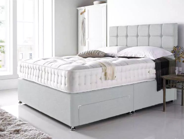 silver Linen Single Divan Bed Frame With Storage